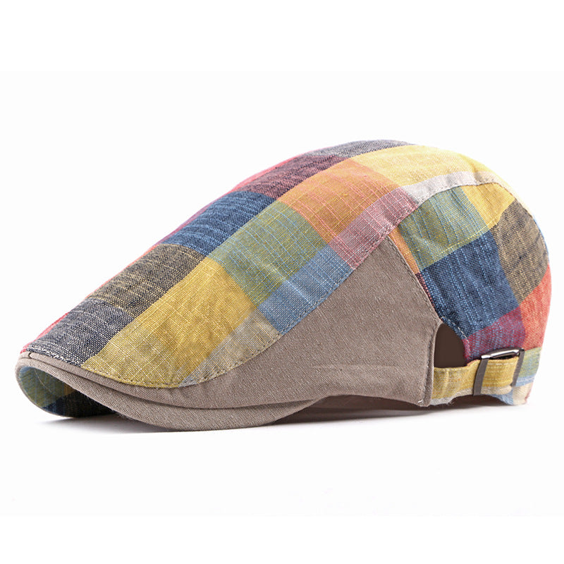Check Beret Hat Spring/Summer Colorful Plaid Beret Outdoor Sun Hat