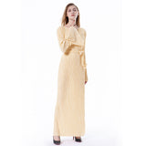 Muslim Women Stylish Kashibo Abaya Muslim Ladies Long Gown Islamic Clothing Jilbab Jalabiya Fashion Loose Flared Sleeve Crew Neck Dress