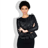 Leather Biker Coat God Leather Jacket Women Pu Jackets Large Size Washed Coat Waist Slimming