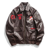 Graphic Leather Jacket Women Chinese Style PU Leather Coat Autumn Winter Retro Wave Printed Crane Embroidery Short Motorcycle Leather Coat