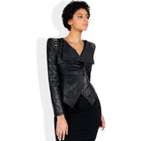 Leather Biker Coat Gothic Leather Jacket Women Pu Jackets Leather Coat Women Jacket plus Size Slim Fit Rivet Punk Jacket