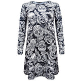 Skull Dress Christmas Popular Skull Print Long Sleeve Dress