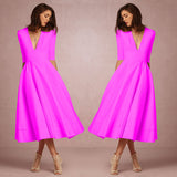 Formal Dresses & Gowns Women's Deep V Mid-Sleeve Dress Evening Gown