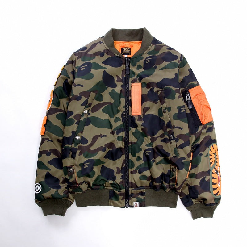 Bape Military Jacket Autumn And Winter Embroidery Cotton Coat Jacket Men'S Casual