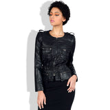 Leather Biker Coat God Leather Jacket Women Pu Jackets Large Size Washed Coat Waist Slimming