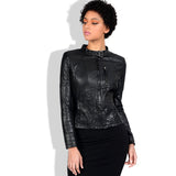 Leather Biker Coat Golden Leather Jacket Women Pu Jackets Autumn and Winter Leather Jacket plus Size Coat