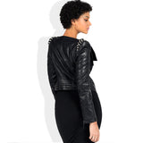 Leather Biker Coat Gothic Leather Jacket Women Pu Jackets Leather Coat Women Jacket plus Size Slim Fit Rivet Punk Jacket