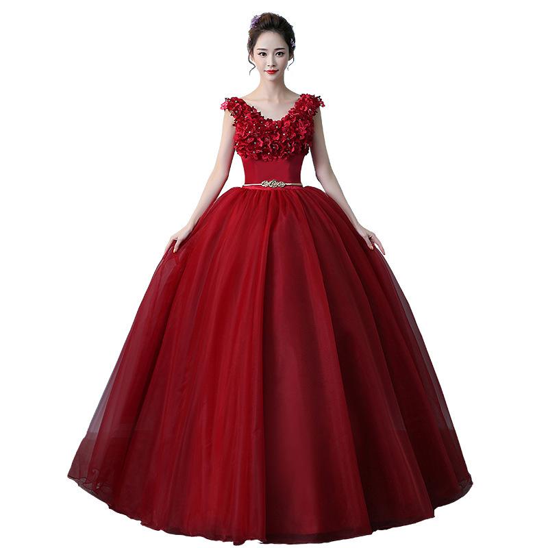 Women's Evening Dress Ball Gown Princess Quinceanera Wedding Dresses Tulle Tutu Dress Annual Meeting Host Evening Dress Long Costume Female