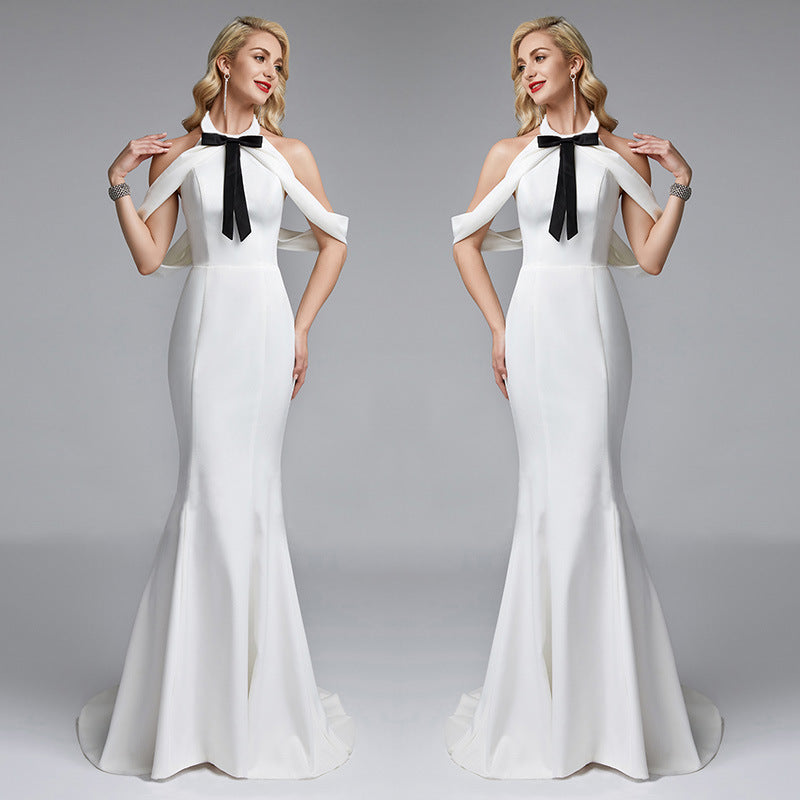 Formal Dresses & Gowns White Bow Decoration Women's Evening Dress Dress