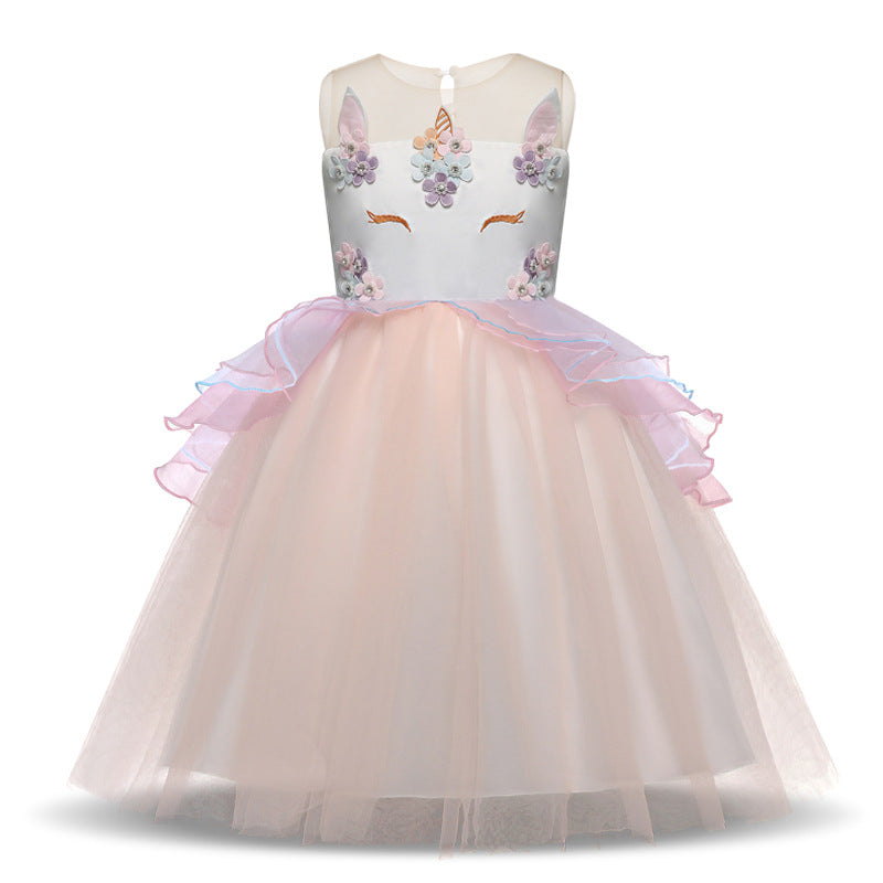 Toddler Girls Sequin Gown Dress Children's Princess Dress Children's Girls' Veil Dress Wedding Dress