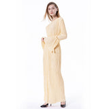 Muslim Women Stylish Kashibo Abaya Muslim Ladies Long Gown Islamic Clothing Jilbab Jalabiya Fashion Loose Flared Sleeve Crew Neck Dress