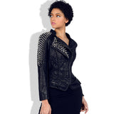 Leather Biker Coat Gothic Leather Jacket Women Pu Jackets Rivet Slim Fit Stand-up Collar Slim Fit Short Motorcycle Clothing