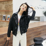 Cute Leather Jacket Chic Women's Short Autumn Versatile Beige BF Loose Biker's Leather Jacket Coat