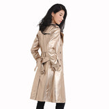 Leather Biker Coat Gothic Leather Jacket Women Pu Jackets Winter Mid-Length Trench Coat Double Breasted