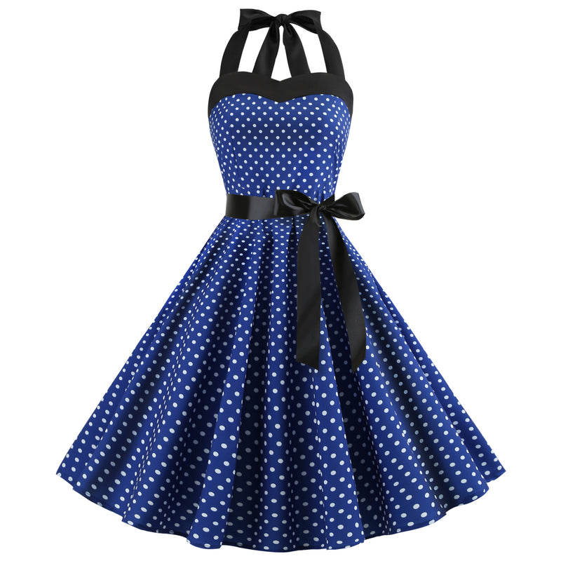 1920S Dress Polka Dot Tube Top Dress Retro Wide Hem Skirt