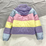 Baggy Jacket Rainbow Color-Blocking Hooded