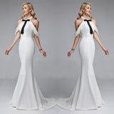 Formal Dresses & Gowns White Bow Decoration Women's Evening Dress Dress