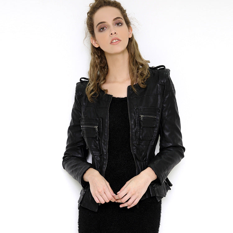 Leather Biker Coat Gothic Leather Jacket Women Pu Jackets Short Slim Jacket plus Size Motorcycle Clothing