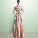 Homecoming Dresses Banquet Evening Dress Women Sequined Noble Elegant Host Dress