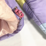 Baggy Jacket Rainbow Color-Blocking Hooded