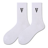 V Lone Socks Letter Large V Orange Socks Men's Skateboard Sports Hip-Hop