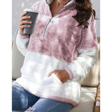 Women Winter Coats Women's Autumn and Winter Clothing Plush Pullover High Collar Zipper Kangaroo Pocket Coat