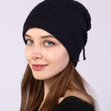 Women Winter Hats Winter Fleece-Lined Knitted Men's and Women's Set Earmuffs Hat