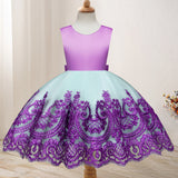 Toddler Girls Sequin Gown Dress Autumn and Winter Children Wedding Dress Princess Dress Lace Embroidery Bowknot Dress