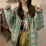 Preppy Aesthetic Sweater Vintage Plaid Sweater Autumn and Winter Loose Top