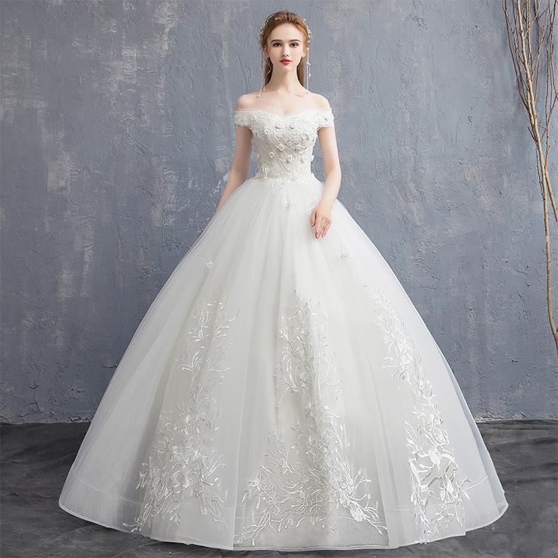 Women's Evening Dress Ball Gown Princess Quinceanera Wedding Dresses Off-Shoulder Bridal High Waist Wedding Pettiskirt