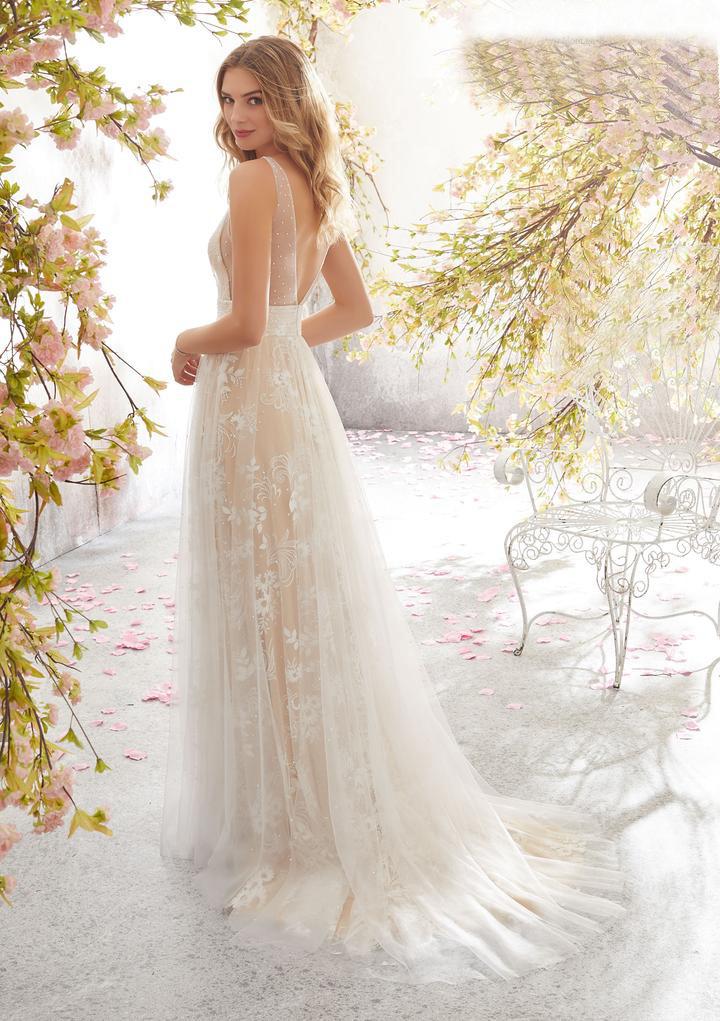 Sexy B- Neck Sleeveless Lace Wedding Dress Floral Tulle Cottagecore Aesthetic Dresses