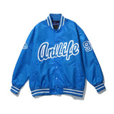 Blue Varsity Jacket Autumn Hip Hop Large Embroidered Hiphop Hip Hop Baseball Uniform Couple Coat