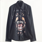 GVC Shirt Fashion Personality Bulldog Pattern Cotton Long Sleeve Shirt Men