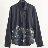 GVC Shirt Fashion Personality Baboon Pattern Cotton Long Sleeve Shirt Men