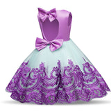 Toddler Girls Sequin Gown Dress Autumn and Winter Children Wedding Dress Princess Dress Lace Embroidery Bowknot Dress