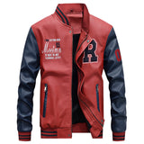 Yellow Varsity Jacket Leather Jacket Men's Coat Pu Jacket Baseball Stand Collar Spring and Autumn Men's Leather Coat