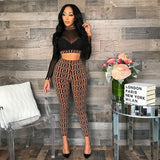 See through Pants Suit Women's Autumn and Winter Clothing Sexy Mesh Pencil Pants Nightclub