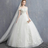 Women's Evening Dress Ball Gown Princess Quinceanera Wedding Dresses Off-Shoulder Bridal High Waist Wedding Pettiskirt