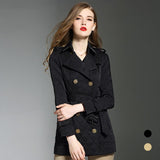 Slim Fit Tied Double Breasted Diamond Lattice Long Cotton Coat Coat