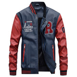 Yellow Varsity Jacket Leather Jacket Men's Coat Pu Jacket Baseball Stand Collar Spring and Autumn Men's Leather Coat