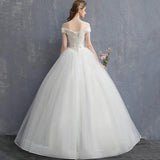 Women's Evening Dress Ball Gown Princess Quinceanera Wedding Dresses Off-Shoulder Bridal High Waist Wedding Pettiskirt