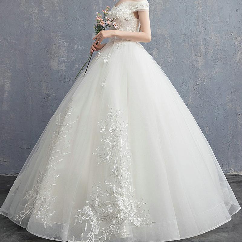 Women's Evening Dress Ball Gown Princess Quinceanera Wedding Dresses Off-Shoulder Bridal High Waist Wedding Pettiskirt