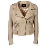 Leather Biker Coat Golden Leather Jacket Women Pu Jackets Lapel Zipper Leather Coat