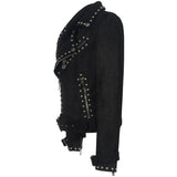 Leather Biker Coat Gothic Leather Jacket Women Pu Jackets Lapel Zipper Leather Clothing Handsome Punk Rivet Motorcycle Clothing