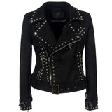 Leather Biker Coat Gothic Leather Jacket Women Pu Jackets Lapel Zipper Leather Clothing Handsome Punk Rivet Motorcycle Clothing