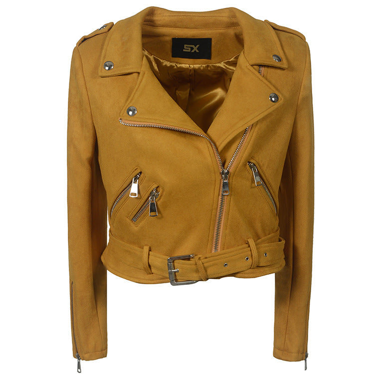 Leather Biker Coat God Leather Jacket Women Pu Jackets Short Slim-Fitting Biker Short Jacket