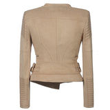 Leather Biker Coat God Leather Jacket Women Pu Jackets Lapel Zip Jacket Slim-Fit Leather Coat