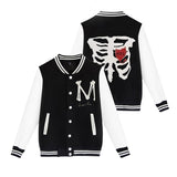 Skeleton Varsity Jacket Men and Women Long Sleeve Baseball Shirt