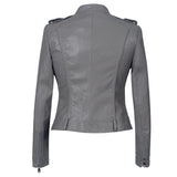 Leather Biker Coat Golden Leather Jacket Women Pu Jackets Motorcycle Short Slim Jacket