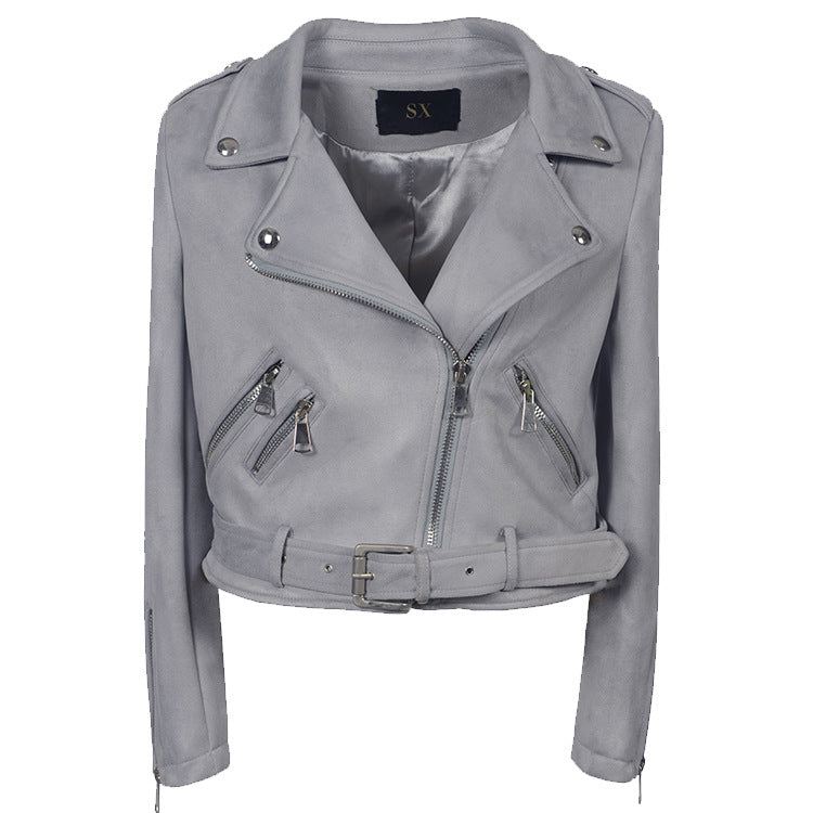 Leather Biker Coat God Leather Jacket Women Pu Jackets Long Sleeve Cropped Leather Coat Punk Motorcycle Clothing